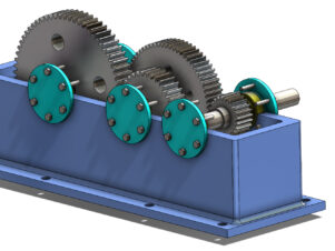 High-precision Spur Gear Box (2-Stage Reduction Gearbox) designed for efficient power transmission, reducing speed while maintaining torque in industrial applications.