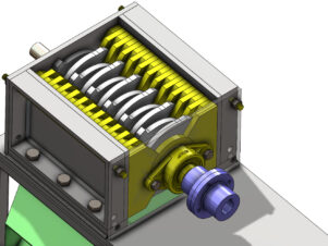 Single-Shaft Paper Shredder Machine Assembly with detailed mechanical components, designed for industrial shredding applications