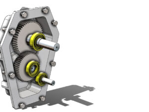 Industrial 1:5 Spur Gear Box (#364), designed for high-efficiency torque transmission and precise power reduction in mechanical systems.