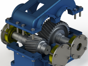 Single-Stage Helical Gearbox with a 1:2 ratio, designed for efficient power transmission, smooth operation, and industrial applications.